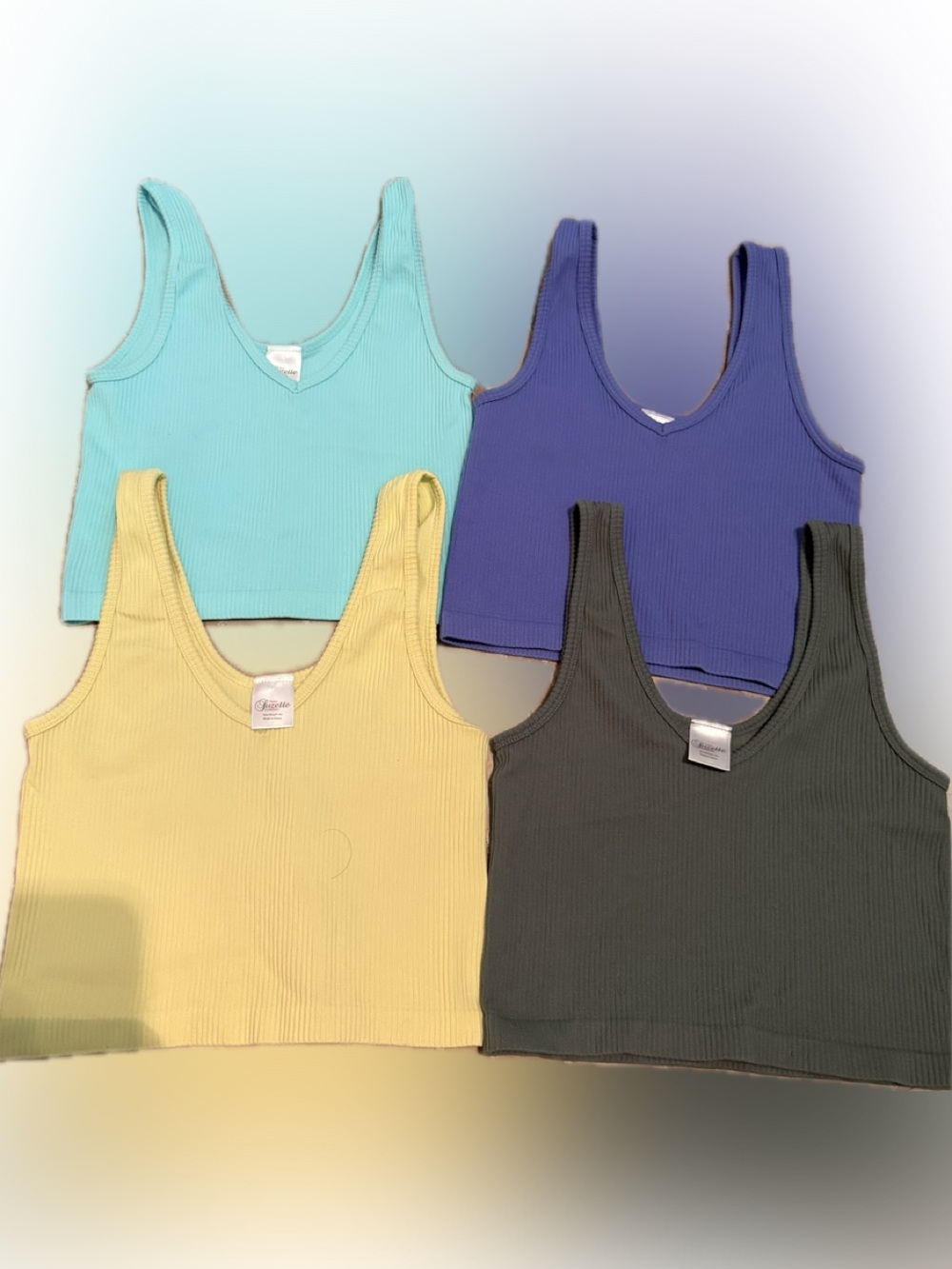 Set of 4 Kids Suzette Ribbed Cropped Tank Tops